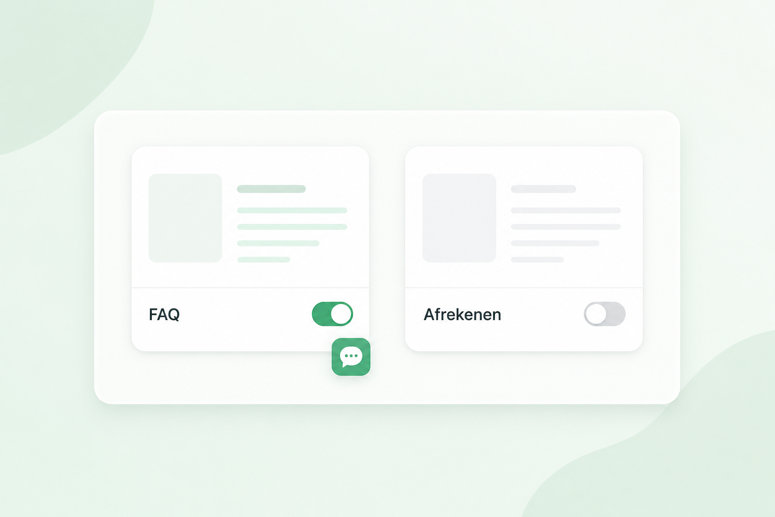 Pagina-instelling: chat aan op FAQ, uit op afrekenen