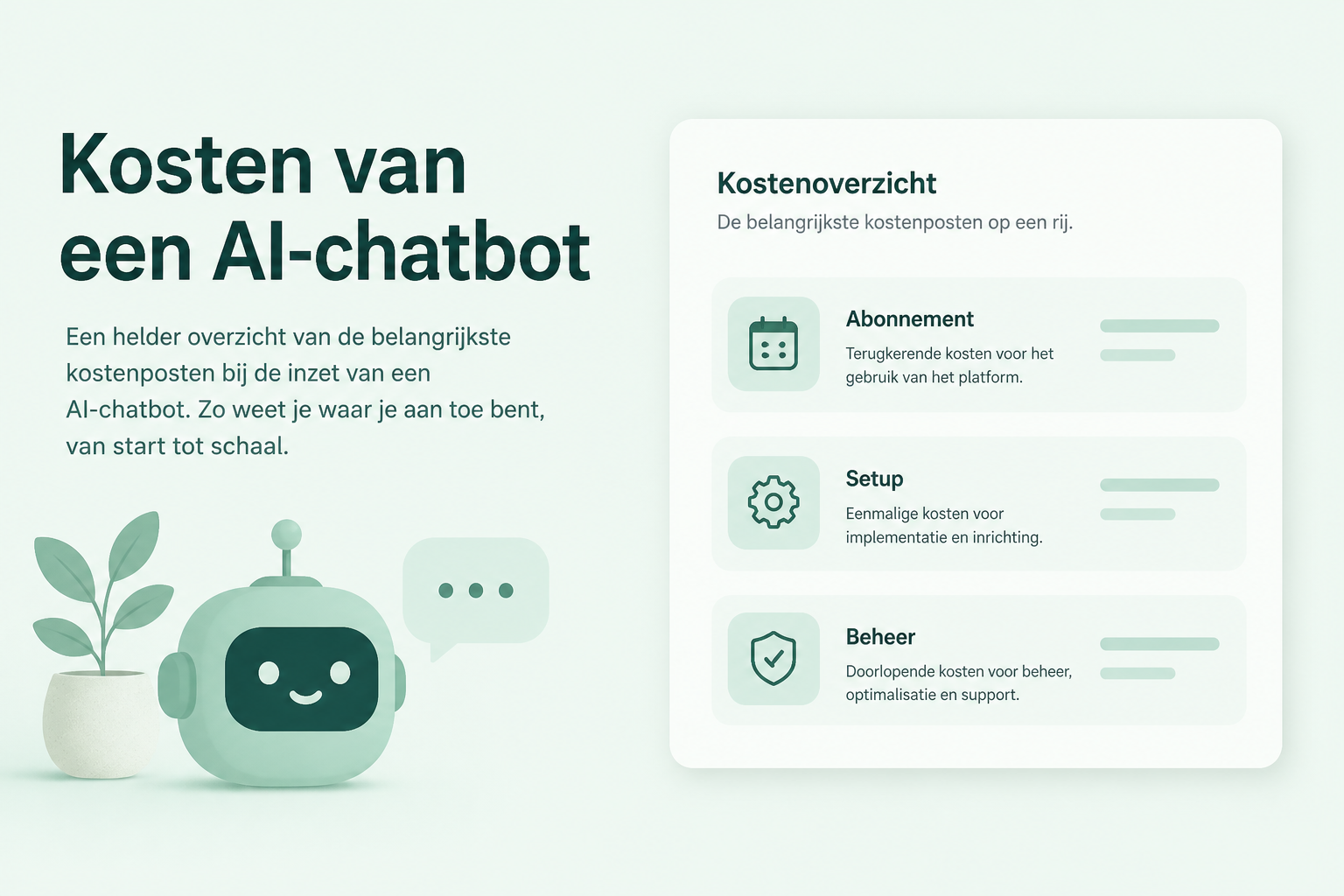 Redactionele kaart: kostenposten van een AI-chatbot